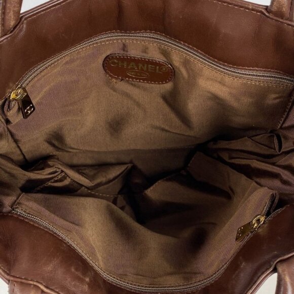 Authentic CHANEL Raffia Tote Summer Shoulder Bag Straw Beige Brown - Picture 2 of 3